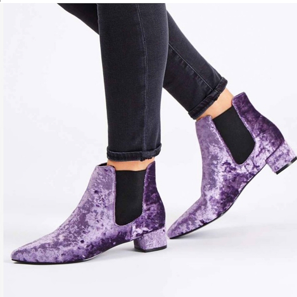 Topshop 'Krazy' Purple Crushed Velvet Ankl…